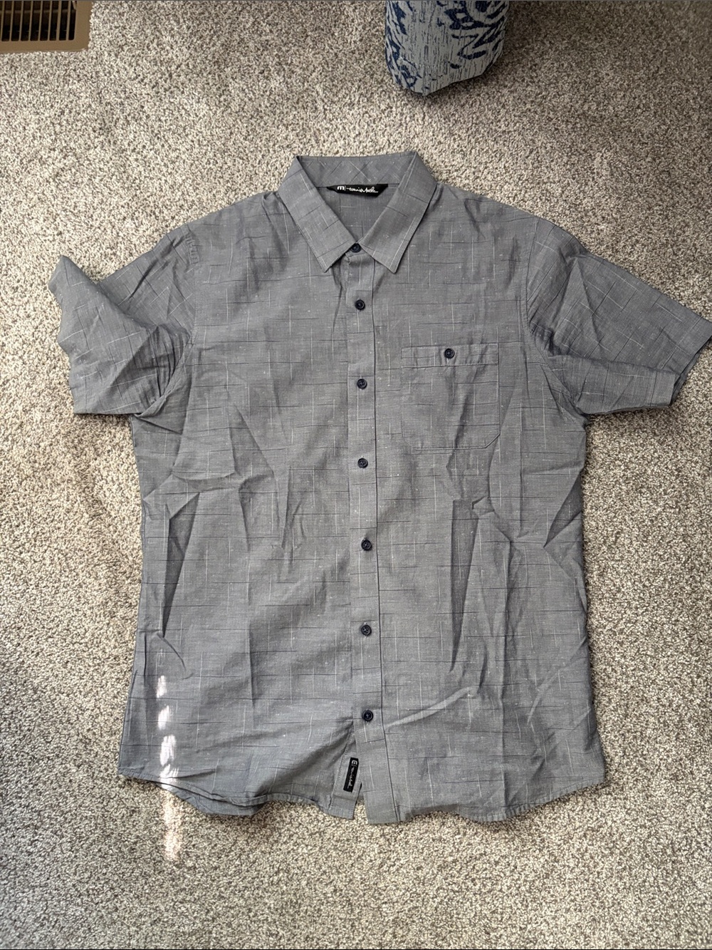 Travis Mathew Gray Short-Sleeve Button-Up Shirt